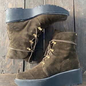 Stuart Weitzman Brown Lace Up Boots